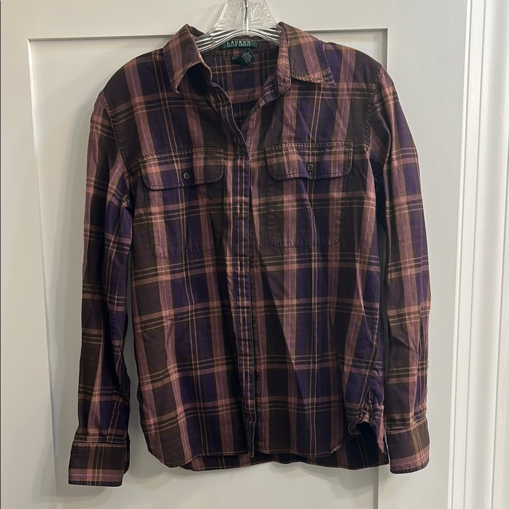 Ralph Lauren Purple and Brown Button Down Shirt